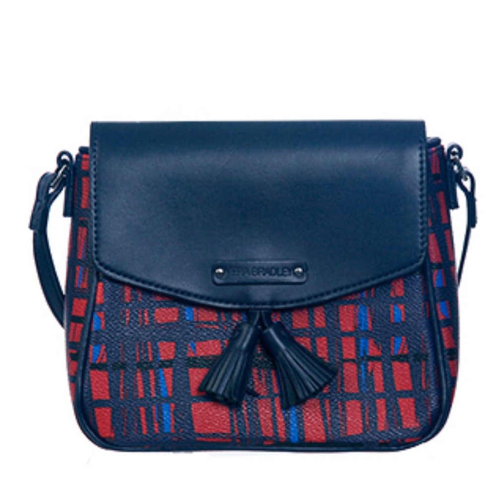 Vera Bradley Small Crossbody Bag Navy & Red Art Plaid - Picture 6 of 9